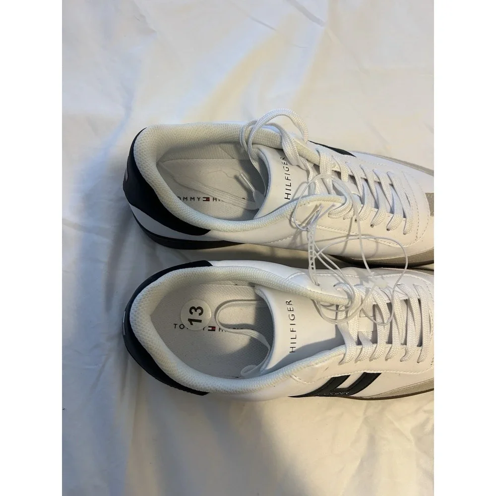 Tommy Hilfiger White Black Beige Lace Up Sneakers TMLERGE-R